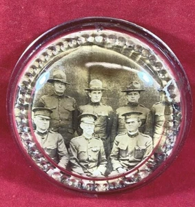 Antique C.1915 Paperweight, 6 Soldiers, Military, World War 1, No Chips or Crack - Picture 1 of 11