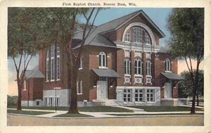 Postal de la Primera Iglesia Bautista Beaver Dam Wisconsin 1919 - Imagen 1 de 2