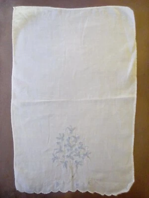 3 White Embroidered Pink and Blue Dresser Scarves Napkins 16x11" Unbranded 11 - Image 1 of 4
