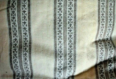 BROWN JACQUARD STRIPES ON CREAM FLANNEL COTTON FABRIC 66X42 INCHES - Image 1 of 4