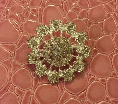 Impresionante broche prendedor cristal estrás tono plata L5 Foto 1 de 2