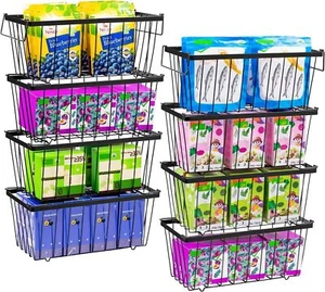 New Freezer Organizer Bins With Side Handle -8 Pack Stackable Chest Free - Picture 1 of 5