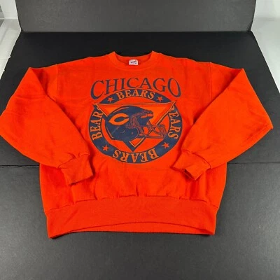 VTG 80s NFL Chicago Bears Football Sweatshirt Medium Orange Big Logo Crewneck - Image 1 of 4
