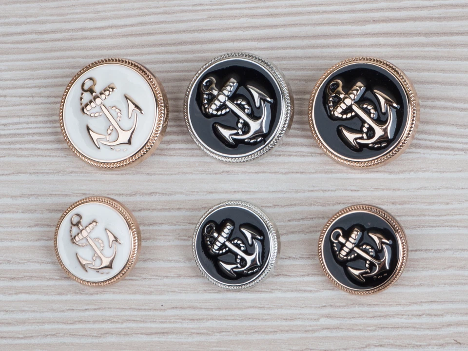 5 St. Metallknöpfe massiv, glänzend "Anker" 18 / 23 mm für Uniform Jacke Mantel - Bild 1 von 1