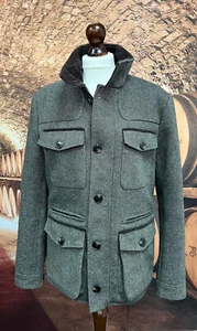 H&M Winter Jacket Men Size 36 Regular Dark Grey Military Sued Coat with Zip - Picture 1 of 11