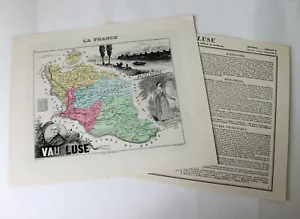 VAUCLUSE CARTE DEPARTEMENTALE FRANCE + RECIT HISTORIQUE XIXe - Ed MIGEON 25x31cm - Imagen 1 de 1