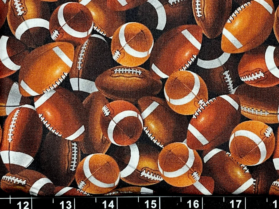 Tina Scrap 9"x21" Mini Sports Ball Packed Football Collage NFL Fabric Cotton - Image 1 of 1