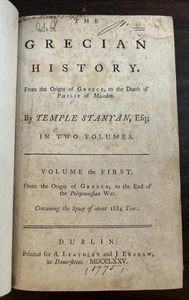 The Grecian History by Temple Stanyan, 2 Vols in One Book 1775 (Library Rebound - Picture 1 of 20