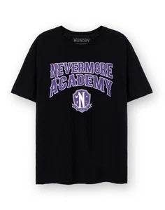 Wednesday Black Nevermore Academy Short Sleeved T-Shirt Womens - Picture 1 of 30