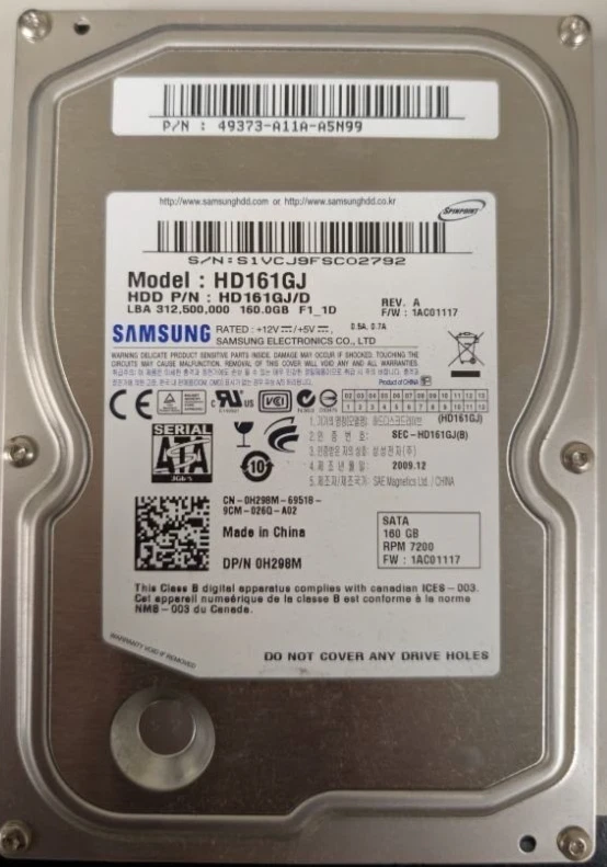 Samsung SpinPoint 160GB 3.5" SATA Hard Drive 7200RPM HD161GJ Dell P/N 0H298M - Image 1 of 2