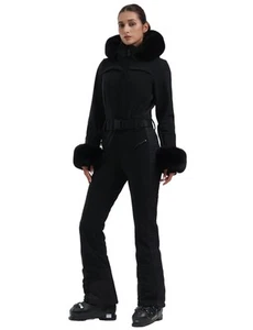 Ski Suit Womens One Piece Snowsuit Snowboard Jacket Slim Snow Jumpsuit Faux F... - Picture 1 of 6