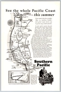 1928 Werbedruck Werbung Südpazifik Vier Routen siehe ganze Pazifikküste - Bild 1 von 1