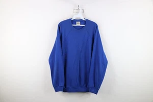 Vtg 90s Streetwear Mens XL Distressed Blank Crewneck Sweatshirt Royal Blue USA - Picture 1 of 11