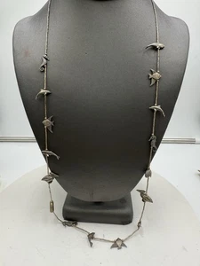Vintage Native American Sterling Silver Animal Fetish Necklace 26" - Picture 1 of 12