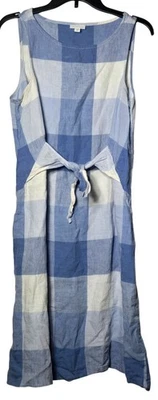 J Jill Love Linen Gingham Plaid Sleeveless Dress Medium Petite MP Coastal Beach - Image 1 of 4