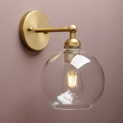 Lámpara de Pared Industrial Vintage 6.9" Aplique Globo Vidrio Transparente Luz de Pared Foto 1 de 4