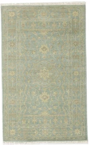 Muted Aqua Blue Floral Handmade Wool Oriental Rug Entryway Decor Carpet 3X5 ft - Picture 1 of 14