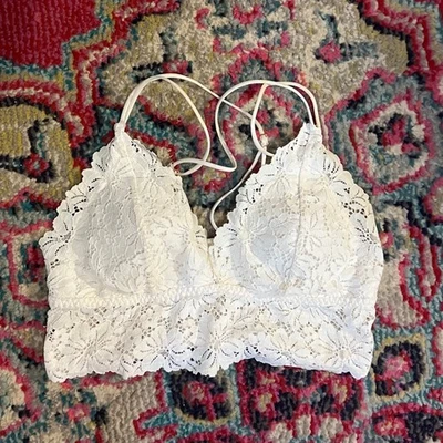 粉红色花边胸罩白色胸罩绑带胸罩无线文胸 — 第 1/4 张图片