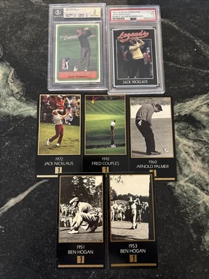 Lote de tarjetas de golf incluyendo Jack Nicklaus Beckett9 novato, Palmer, Hogan, parejas, Foto 1 de 4