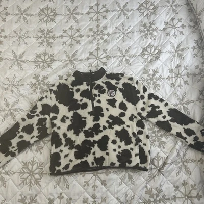 Buc EES Beaver Cow Print Plush Fleece Jacket with Zip Front and Pockets YL - Image 1 of 4