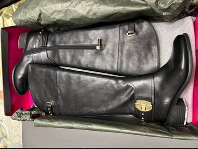 Vince Camuto high knee black smooth calf boots. Size 6M - Image 1 of 4