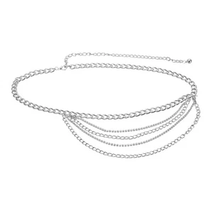 Cinture a catena in vita, 43,3" cintura con strass argento per cinture da donna - Foto 1 di 6