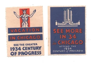 1934 JAHRHUNDERT DES FORTSCHRITTS URLAUB IN CHICAGO POSTER BRIEFMARKEN ~ ASCHENPUTTEL Vintage - Bild 1 von 1
