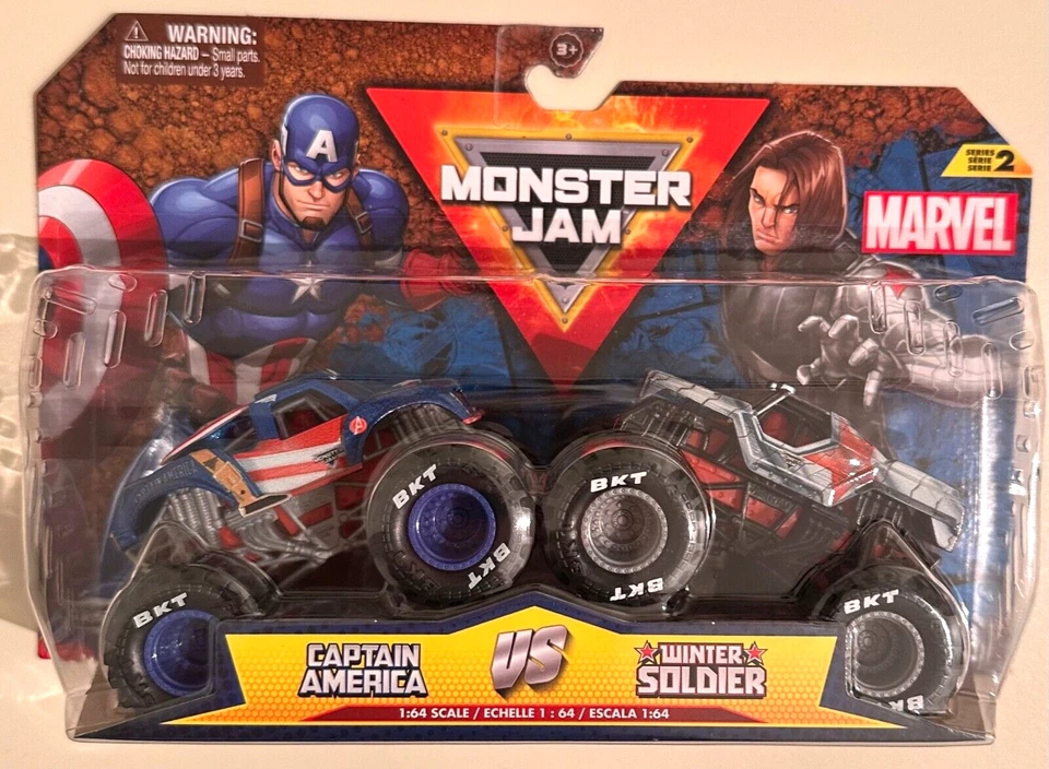 Spin Master Monster Jam CAPTAIN AMERICA vs Black Panther Marvel Series 3