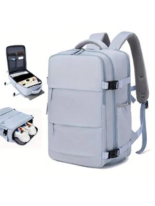Airline-Approved 15 "Laptop Travel Backpack For Women, Light Blue Polyester Wit - Picture 1 of 28