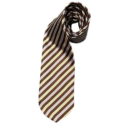 Dolcepunta 男式礼服领带条纹丝绸棕色薰衣草霜柔软尖意大利 — 第 1/4 张图片