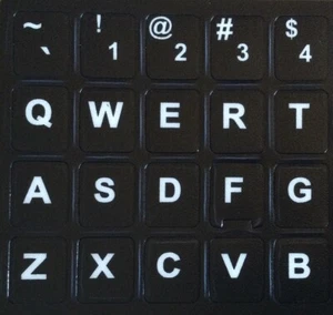 ENGLISH BOLD LETTERS KEYBOARD BLACK STICKERS (WHITE) AUSSIE STOCK FAST POSTAGE - Picture 1 of 2