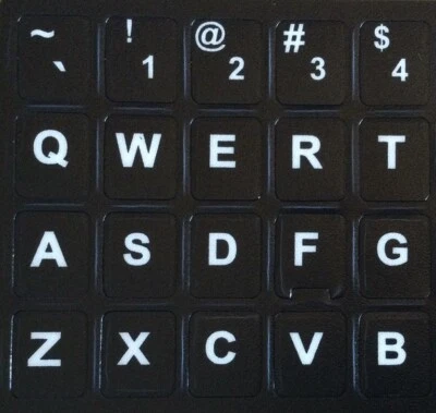 ENGLISH BOLD LETTERS KEYBOARD BLACK STICKERS (WHITE)  AUSSIE STOCK FAST POSTAGE - image 1 of 2