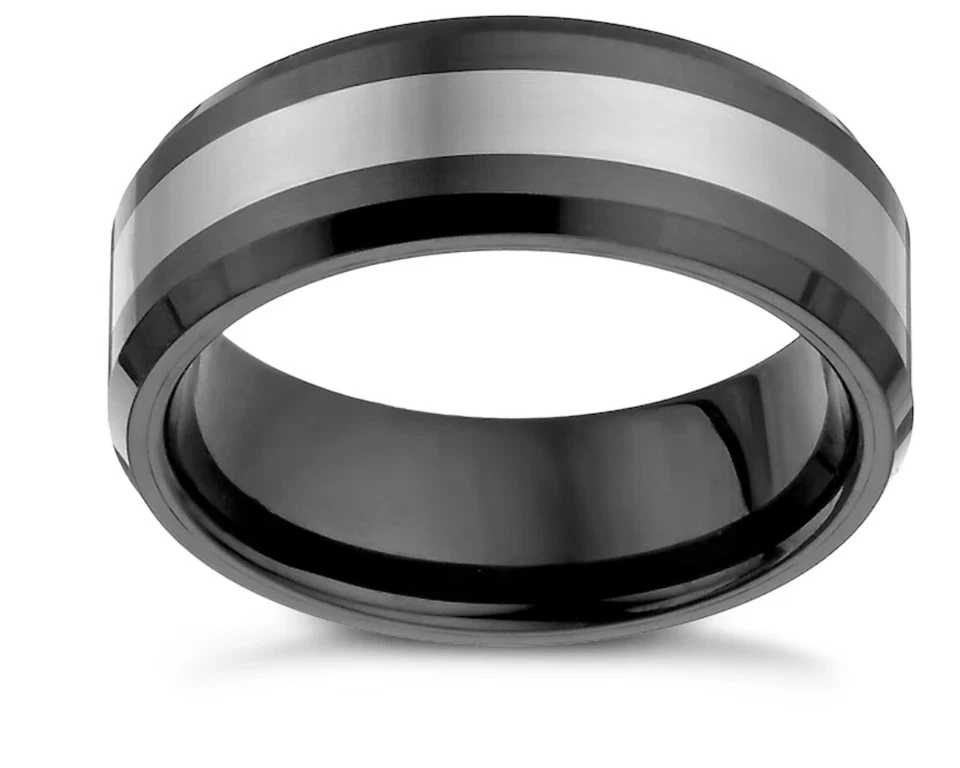 Вольфрам и черная керамика мужское кольцо - Изображение 1 из 1