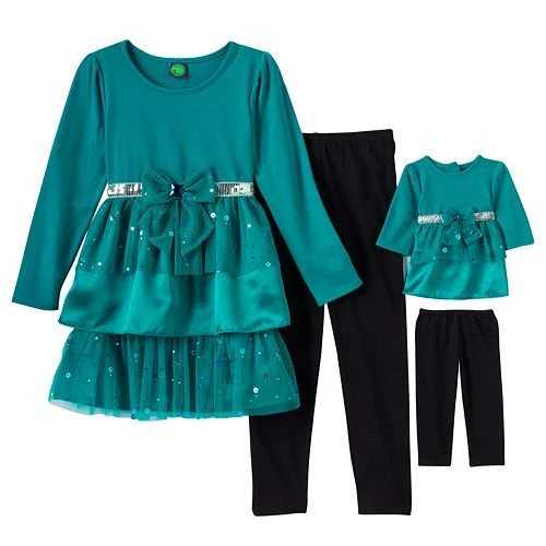 Muñeca Dollie Me Girl 4-14 y 18" a juego verde azulado túnica conjunto American Girl Foto 1 de 2