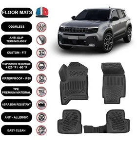 Floor Mats Liner Fits Jeep Avenger Mild Hybrid (2023-2025) Waterproof 4D Black - Picture 1 of 4