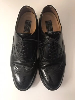 Zapato de vestir Bostonian Crown Windsor de cuero negro punta de ala Oxford para hombre talla 9 D/B Foto 1 de 4
