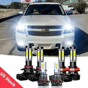 For 2007-2014 Chevy Suburban Tahoe 6X 8000K LED Headlight + Fog Light Bulbs Kits - Foto 1 di 13