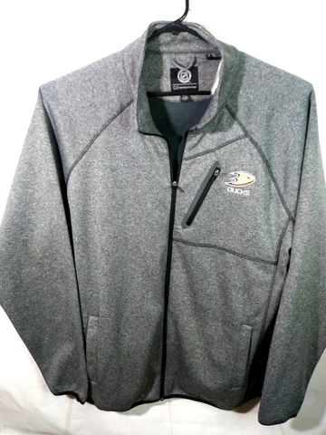 Anaheim Ducks Grey Fleece NHL Official Team Logo Full Zip Jacket Sz XXL -GW10842 Cover