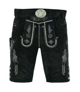 Men's Bavarian Tratchen Lederhosen Pant German Oktoberfest  Suede Leather Pants - Picture 1 of 4