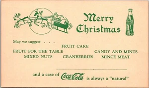 COCA-COLA CHRISTMAS ADV ON GOV'T POSTAL CARD, SANTA CLAUS 1910s JB9 - Picture 1 of 2