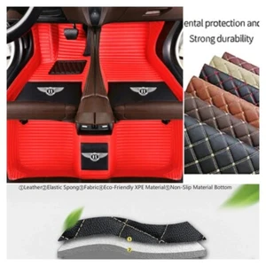 For Bentley Mulsanne Car Floor Mats Front Rear Waterproof Leather Auto Carpets - Picture 1 of 18