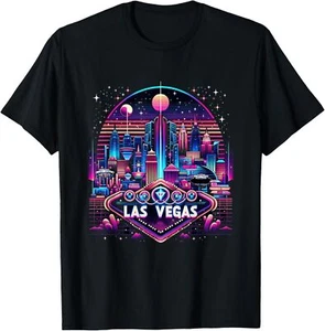 Las Vegas Nevada Shirt NV Family Trip 90s Retro City Skyline T-Shirt Hoodie - Picture 1 of 12