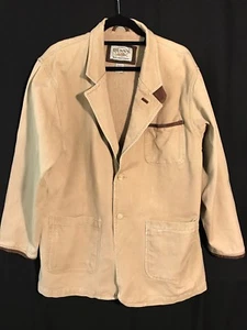 Men's DUNN'S Brown Denim Cargo Jacket Elbow Patch Mesh Lined - Size L - Picture 1 of 12
