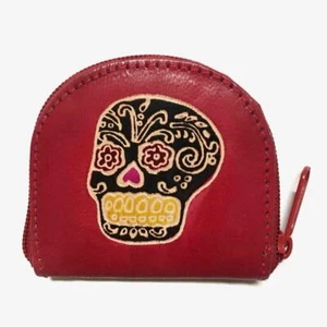 Shantiniketan Hippie Boho Cuero Pintado Día de Muertos Calavera de Azúcar Cráneo D - Imagen 1 de 1