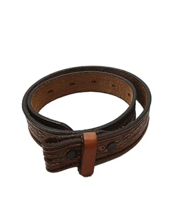 Vintage Tooled Leather Belt Size 22 Brown Made in USA Western - Picture 1 of 4