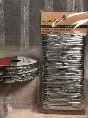 Silver Braided Cord 15 Yards  + 2 Rolls  Ribbon NEW Craft Bundle DIY Metallic - Image 1 of 4
