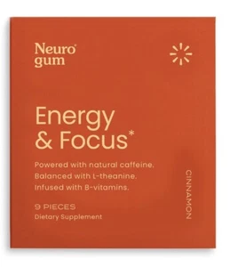 Neuro Gum ENERGY & FOCUS L-Theanine B6 B12 CINNAMON 9 pieces - Picture 1 of 3