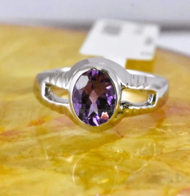 Precioso Anillo Hecho a Mano Amatista De Colección Habilidad Tradicional Plata de Ley 925 Foto 1 de 4