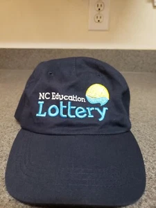 NC Education Lottery Logo Embroidered Baseball Hat Cap Adjustable Navy Blue - Picture 1 of 6