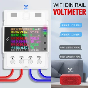 WiFi Din Rail Voltmeter 100A Digital AC 220V 110V Power EnergyVolt Amp Kwh Meter - Picture 1 of 23